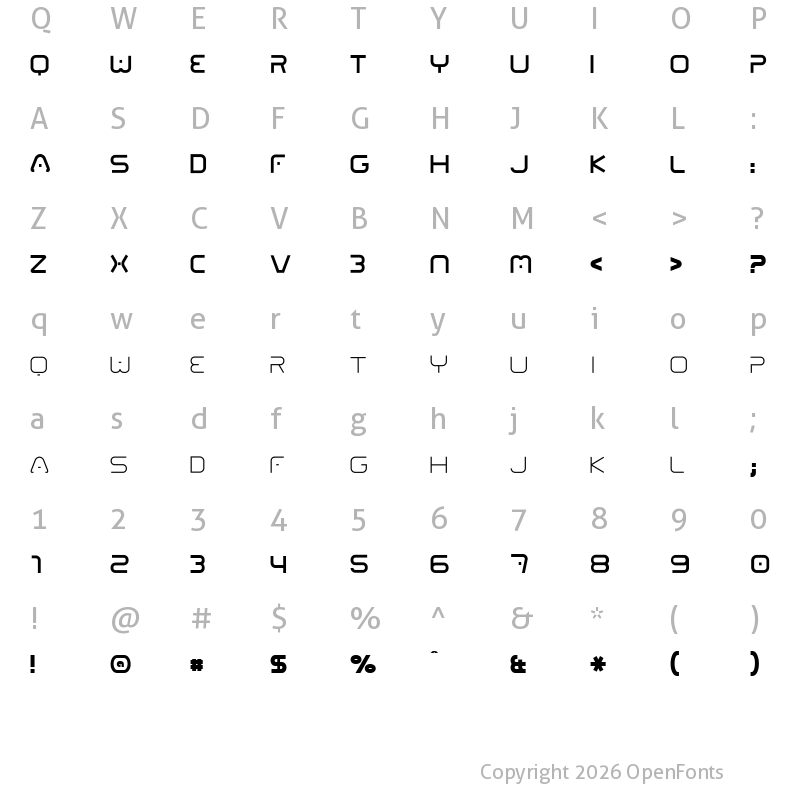 Character Map of 01 Digitall Regular