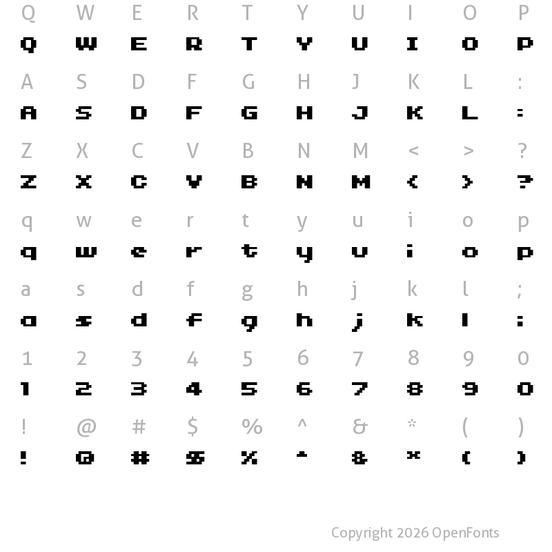 Character Map of 04b11 Regular