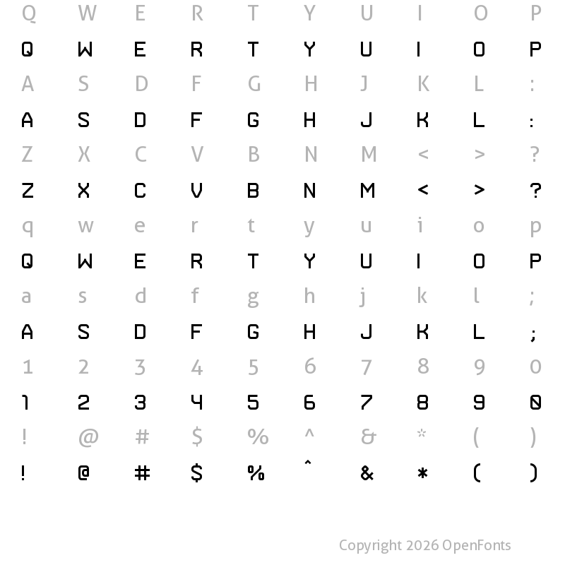 Character Map of 0Arame Regular