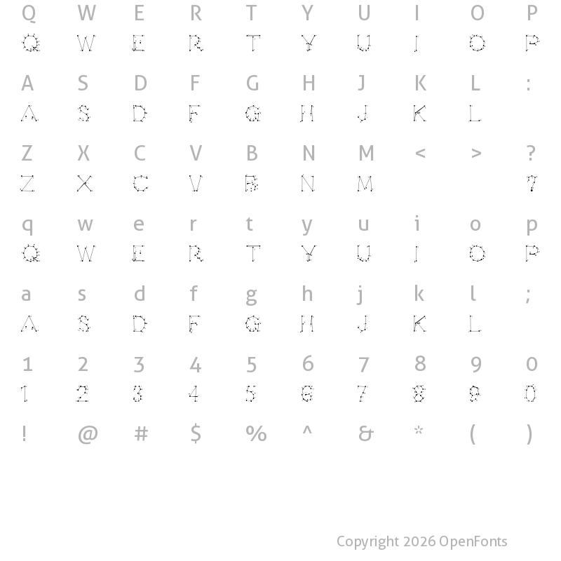Character Map of 0Pointe-Fait Regular