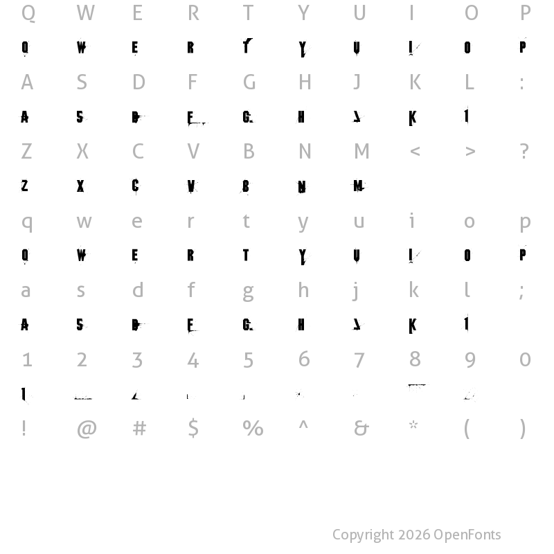 Character Map of 1 Regular
