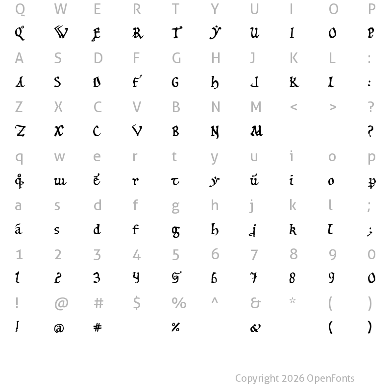 Character Map of 12th c. Abbey Regular