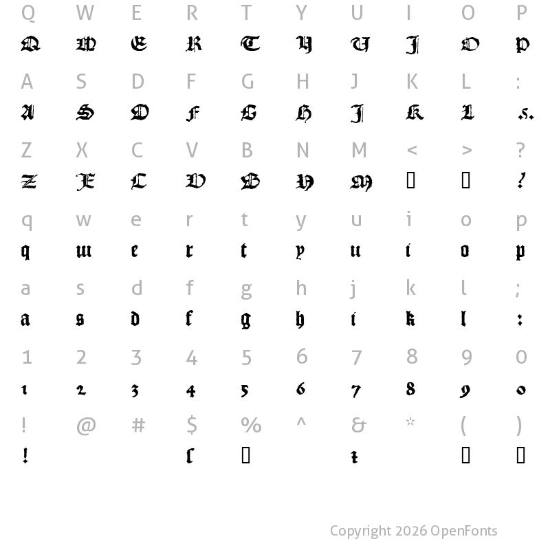Character Map of 1492_Quadrata_lim Bold
