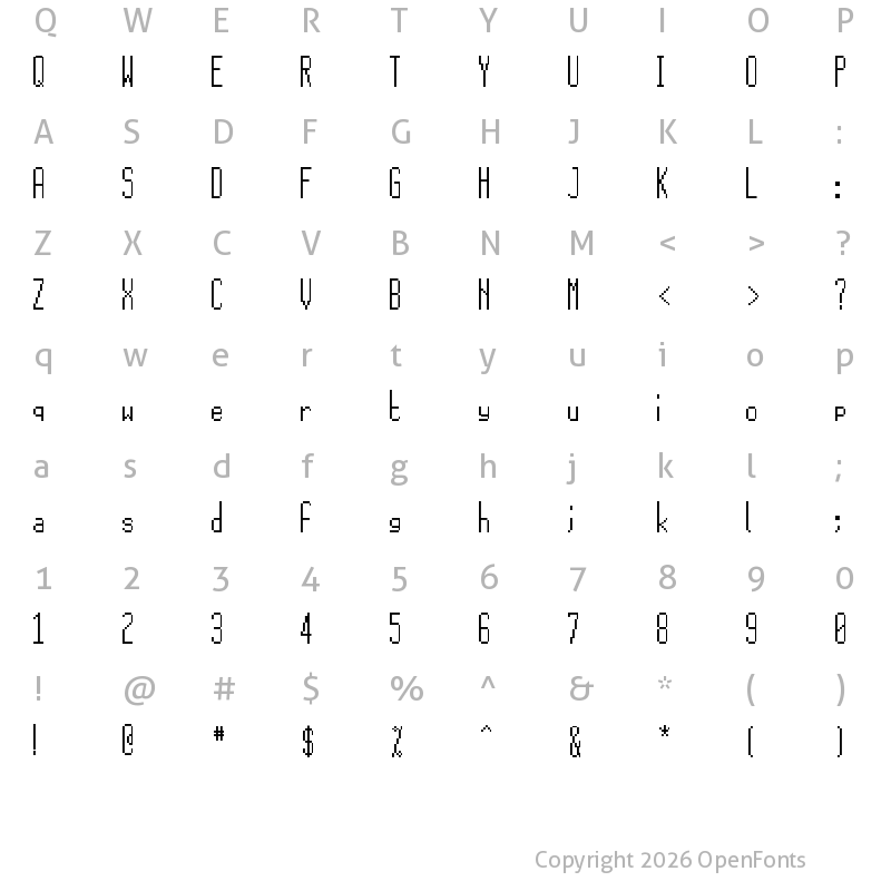 Character Map of 15x5 Regular
