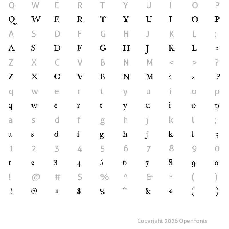 Character Map of 1785 GLC Baskerville Normal