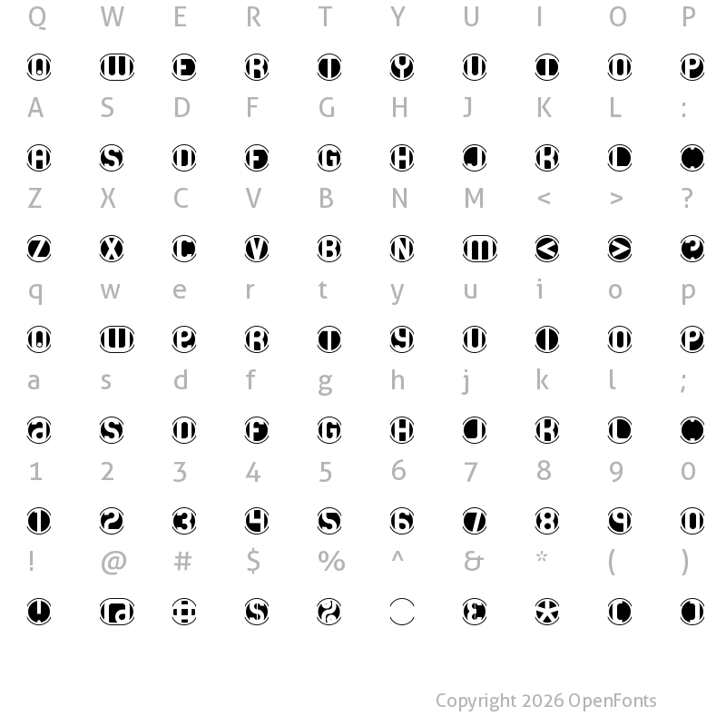 Character Map of 18 Holes BRK Normal