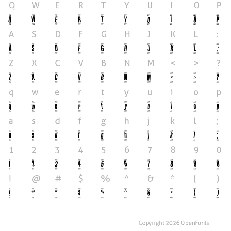 Character Map of 1980 Portable Regular