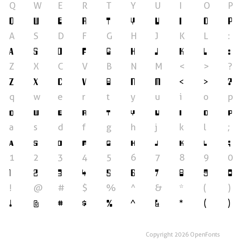 Character Map of 256 Bytes Regular