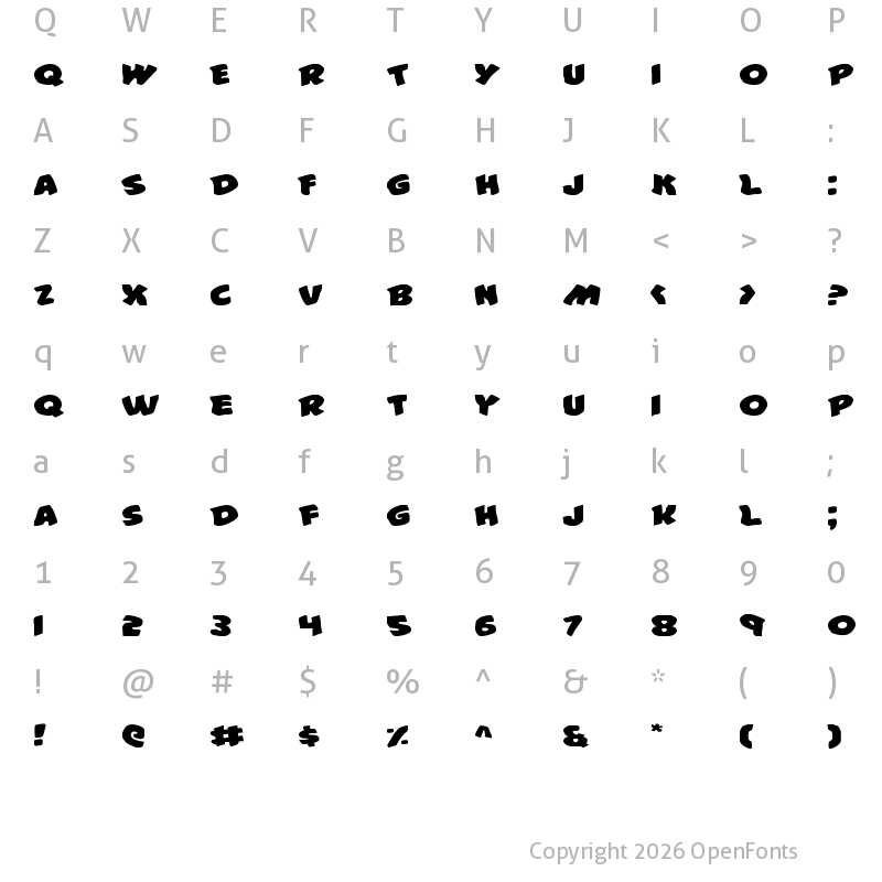 Character Map of #44 Font Expanded Expanded