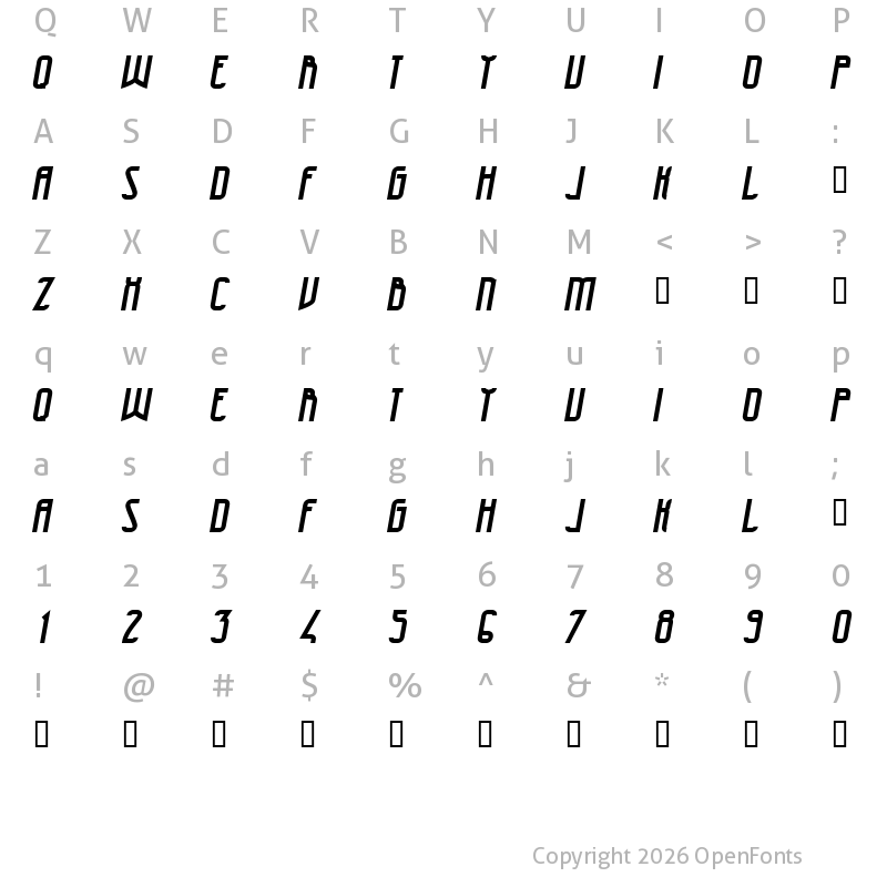 Character Map of 47 Bold Italic
