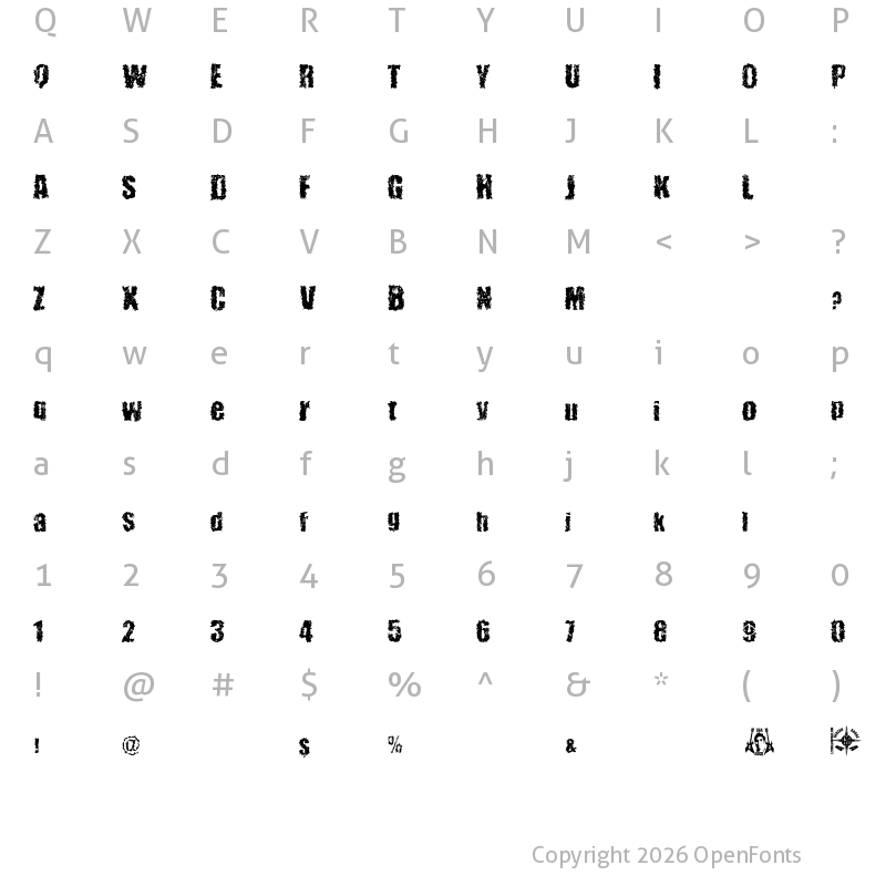 Character Map of 48ver lost Regular