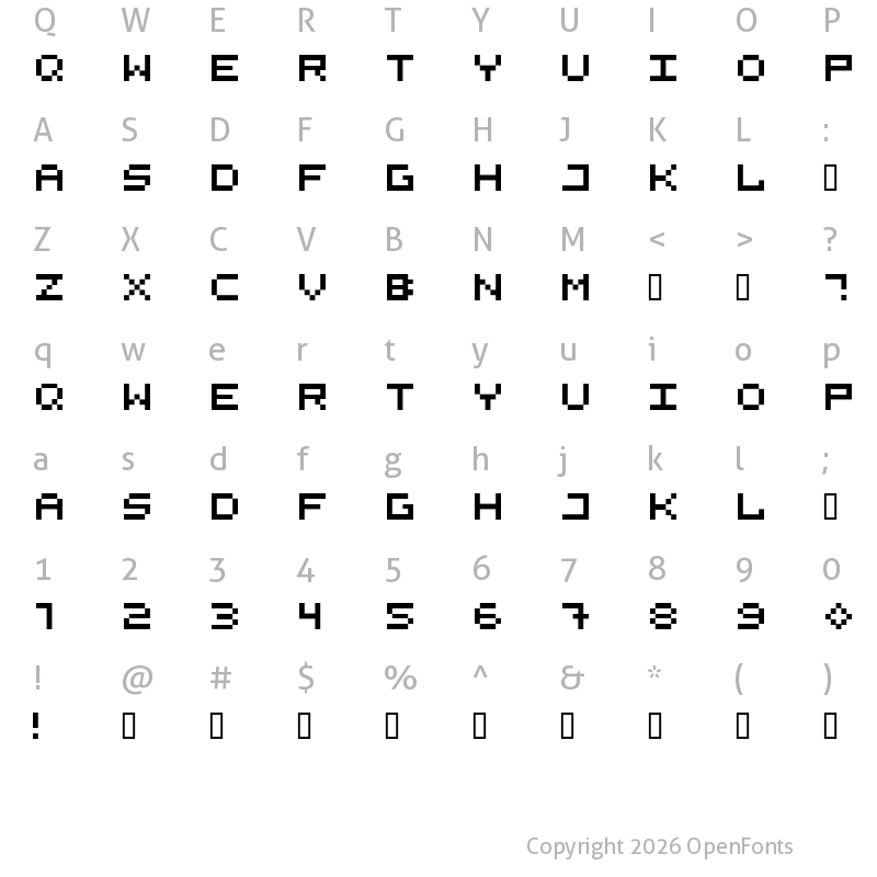 Character Map of 525square Regular