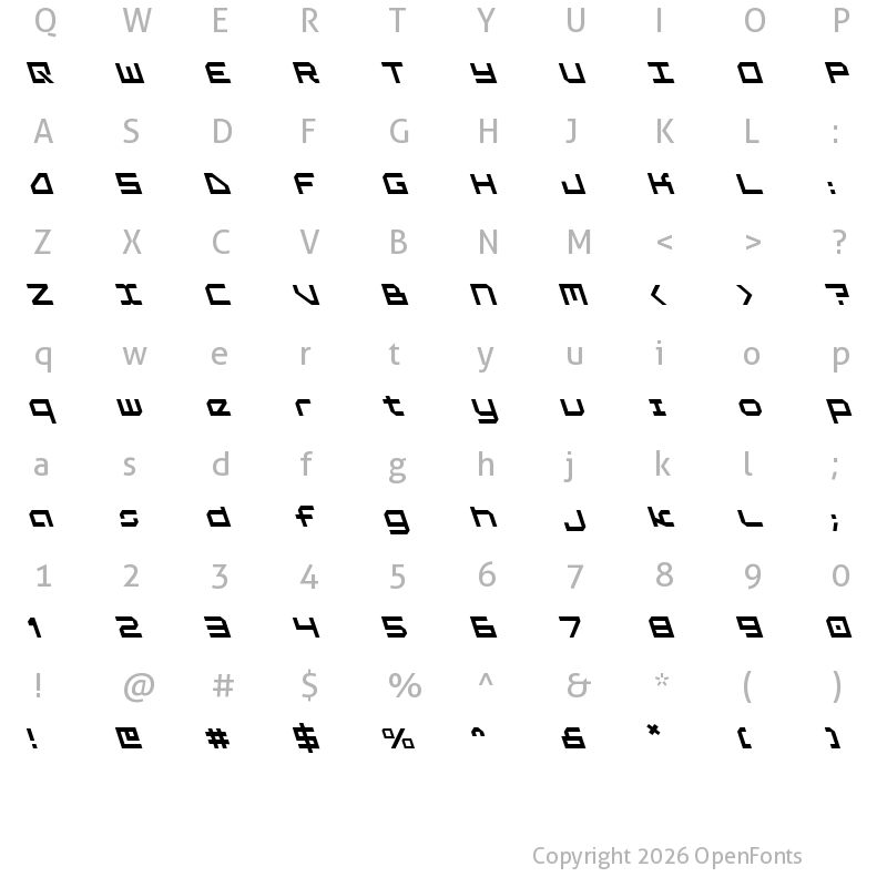 Character Map of 5th Agent Leftalic Italic
