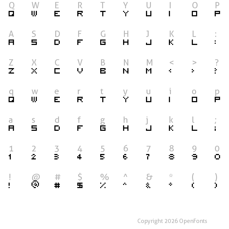 Character Map of 5x5 square Regular