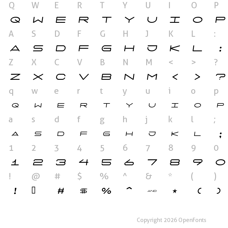 Character Map of 7 days oblique Regular