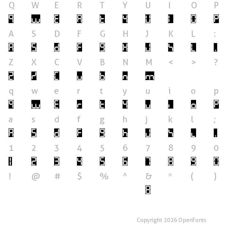 Character Map of 7LED Regular