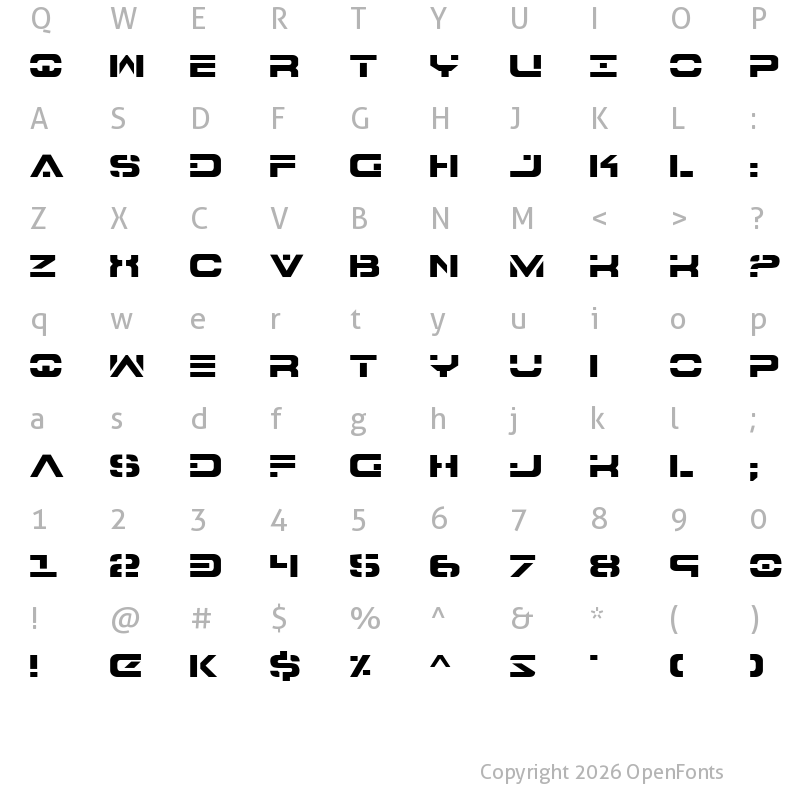 Character Map of 7th Service Regular