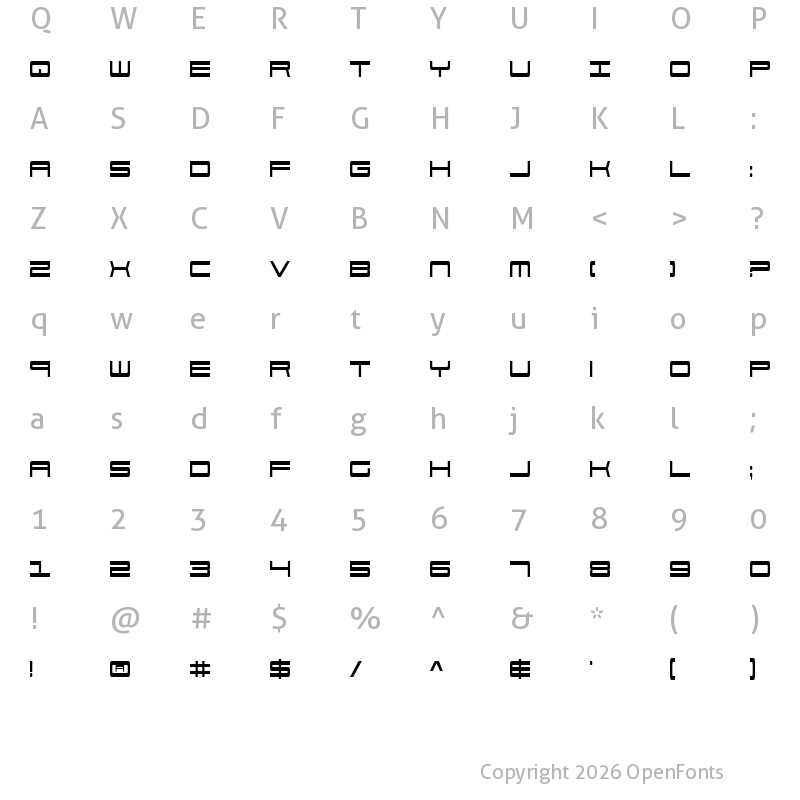 Character Map of 911 Porscha Condensed Condensed