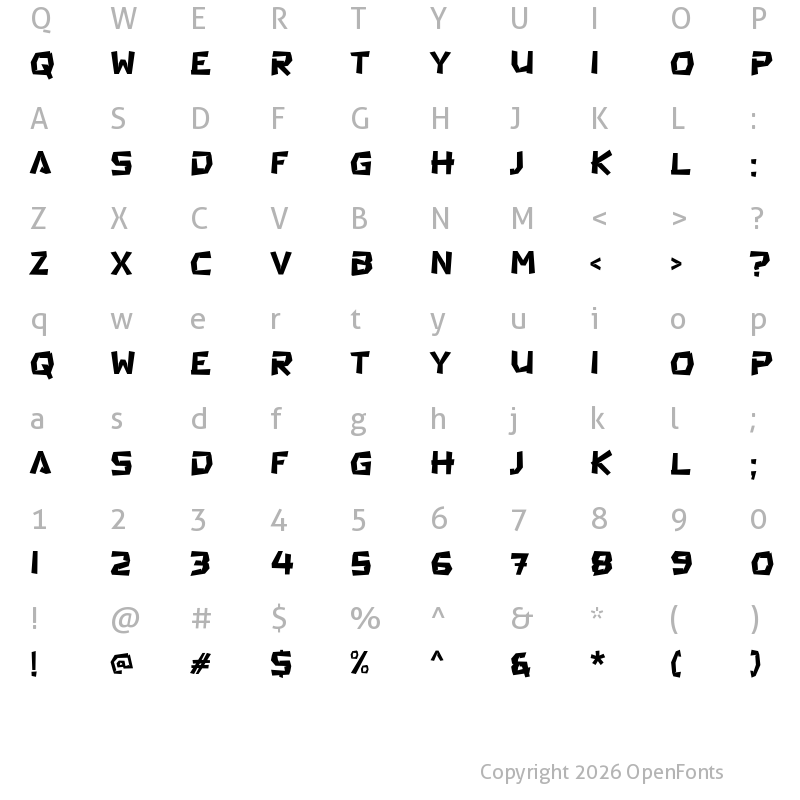 Character Map of a Art Paper Regular