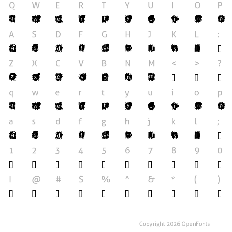 Character Map of A Damn Mess Regular