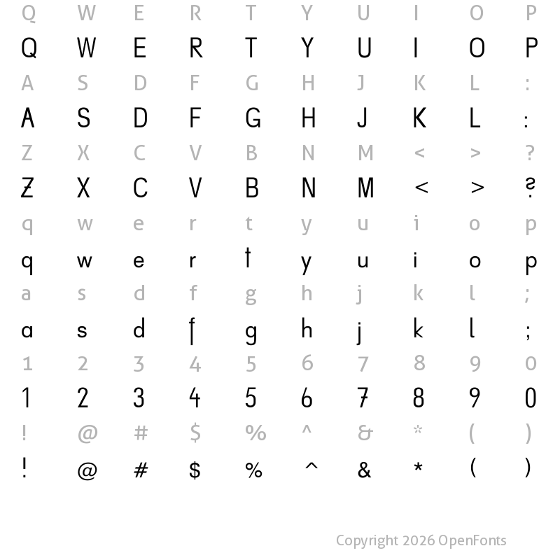 Character Map of AaBbCc Regular