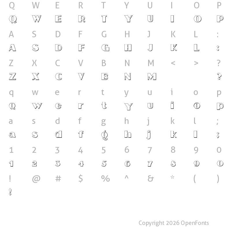 Character Map of Aafia 3D Regular