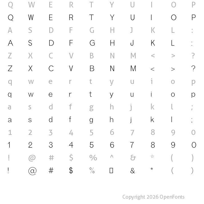 Character Map of Aariel Light