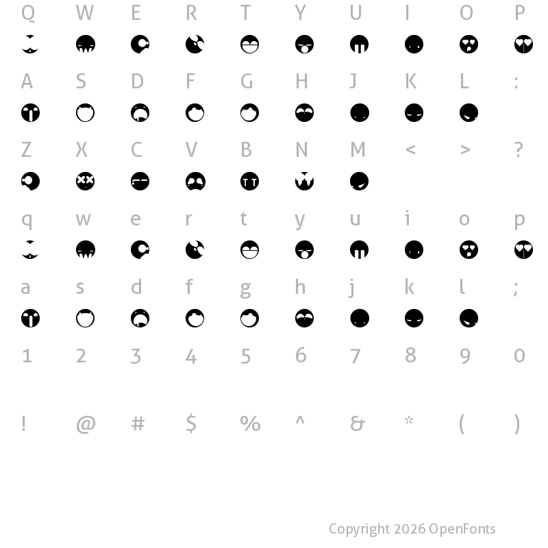 Character Map of aaronfaces Regular
