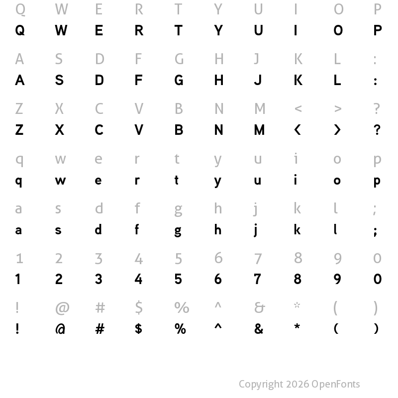 Character Map of Aaux Next Bold
