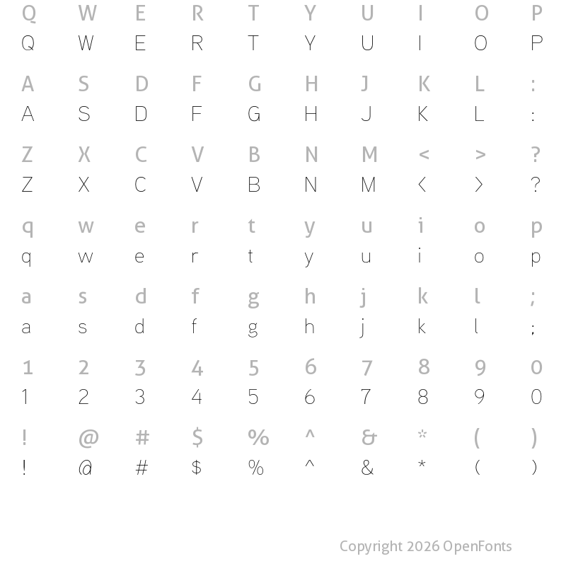 Character Map of Aaux Next Thin