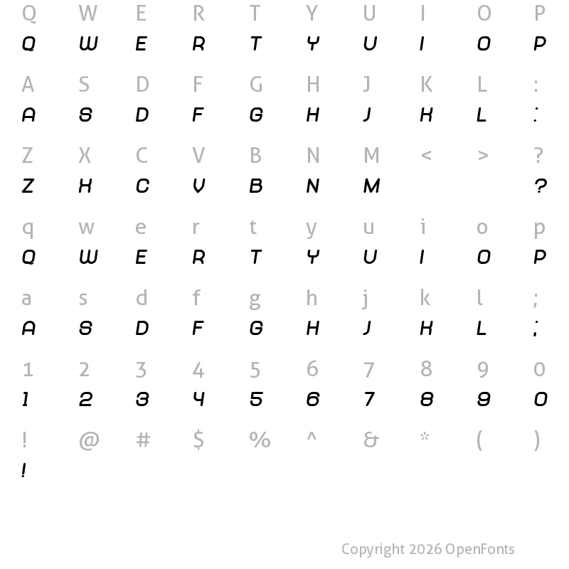 Character Map of Abandoned Black Italic