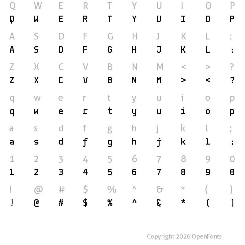 Character Map of Aber Mono Bold