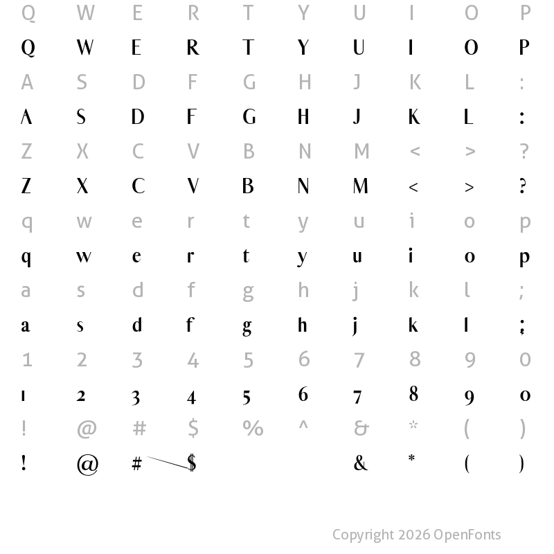 Character Map of Abiah Bold