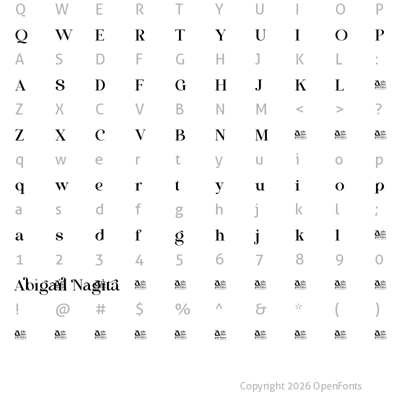 Character Map of Abigail Nagita Regular