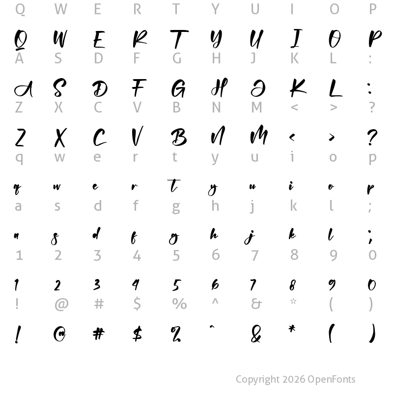 Character Map of Abigaila Regular