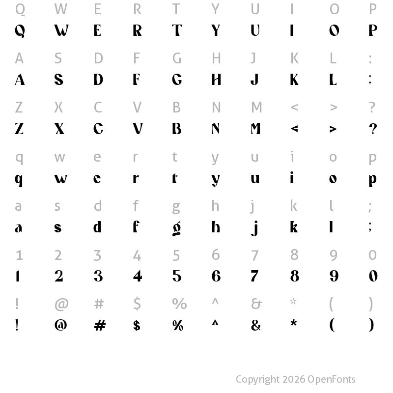 Character Map of abington Bold