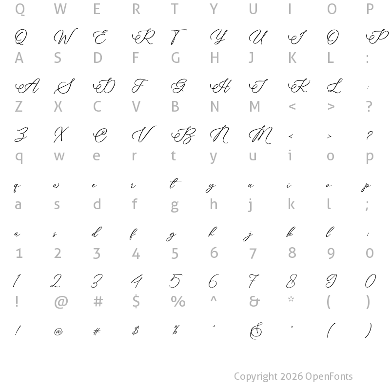 Character Map of Aboutheart Regular