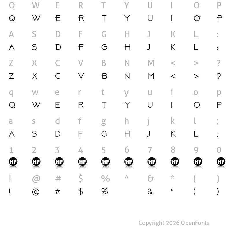 Character Map of Above DEMO Regular