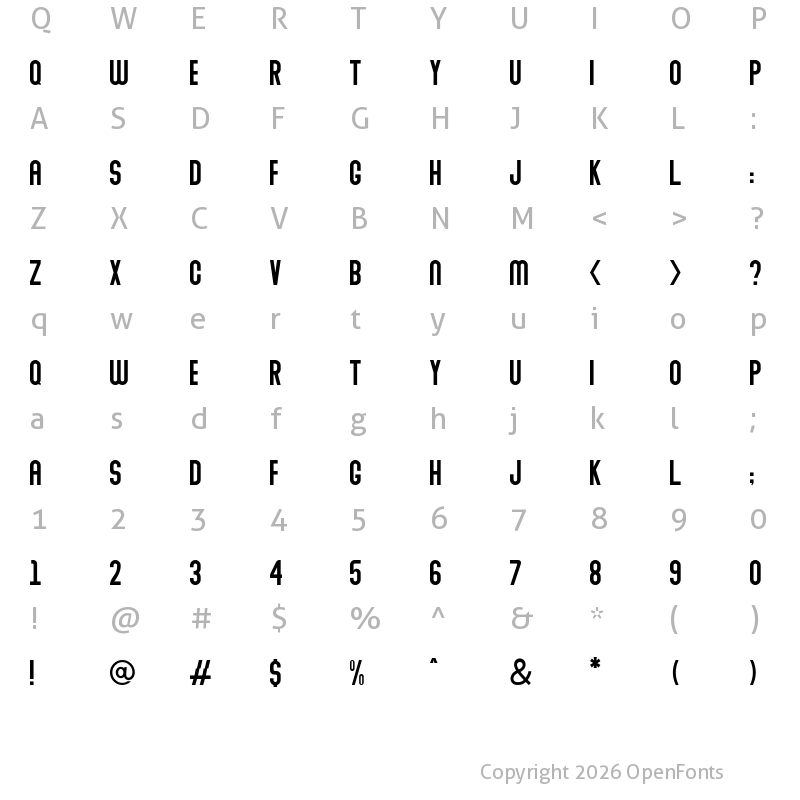 Character Map of Abraham Demo Regular