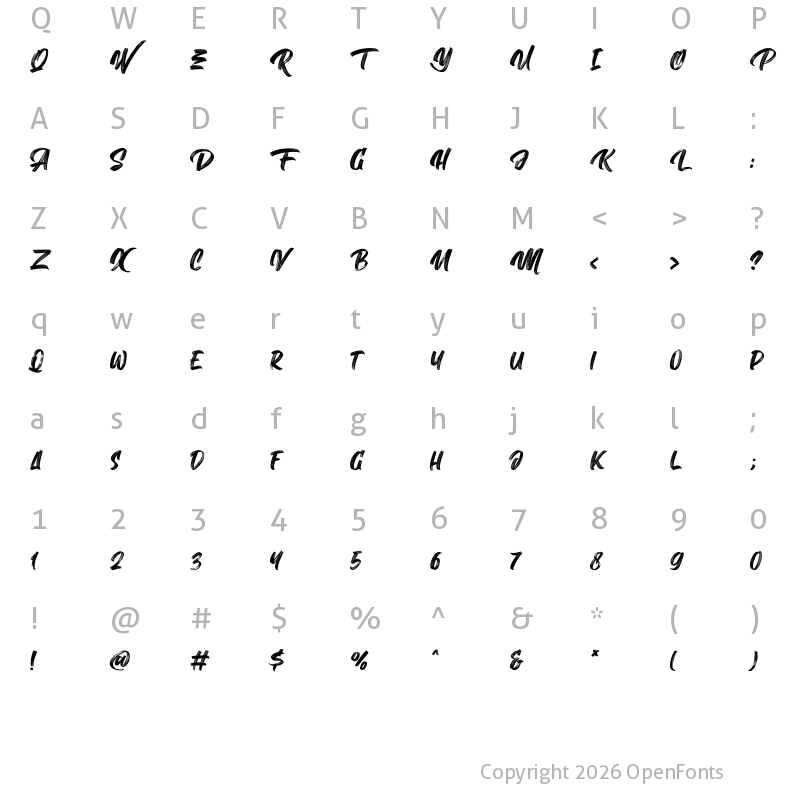 Character Map of Abrashe Regular