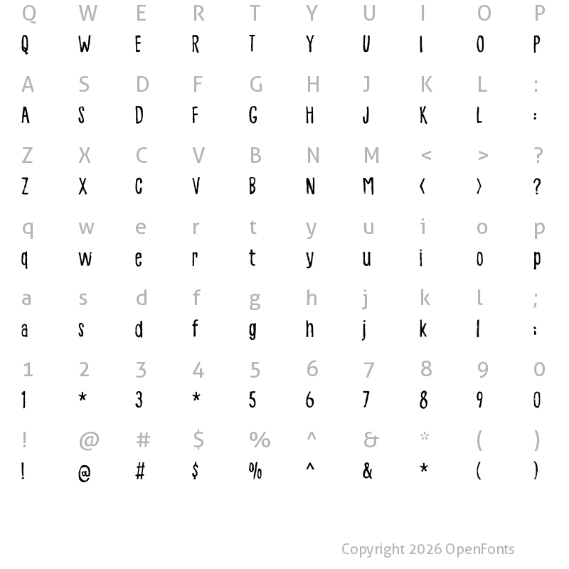 Character Map of Abrikos DEMO Regular