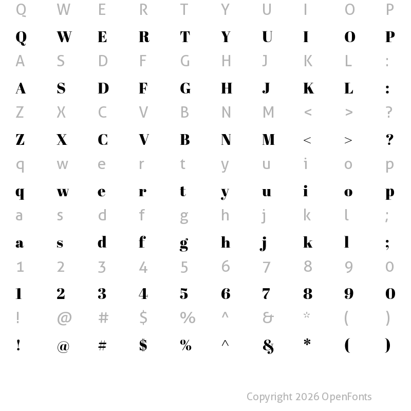 Character Map of Abril Fatface Regular