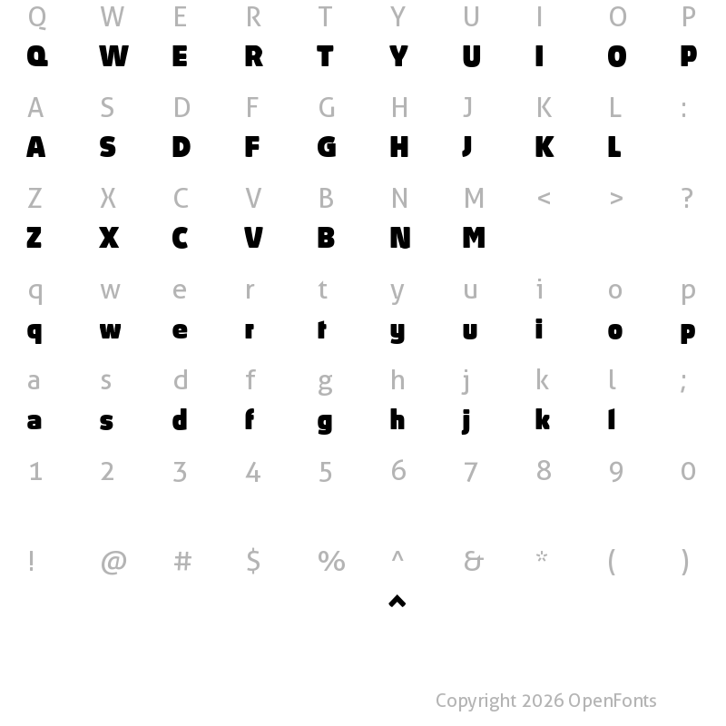 Character Map of Absolut Reduced Black