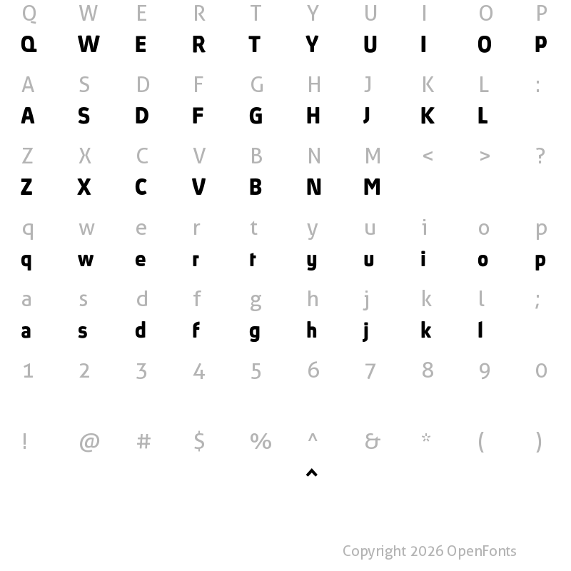 Character Map of Absolut Reduced Bold