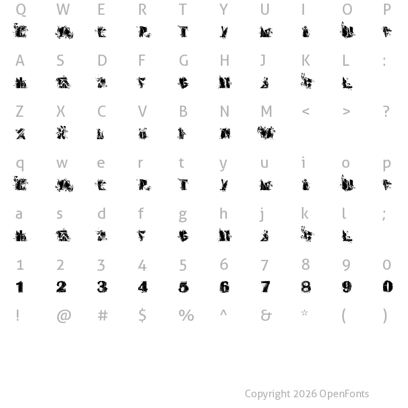 Character Map of Abstract Rua Abstract Rua