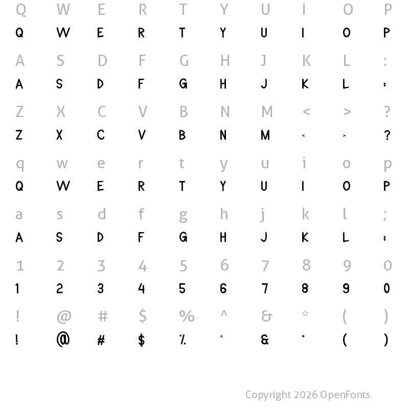Character Map of ABYZOU Regular