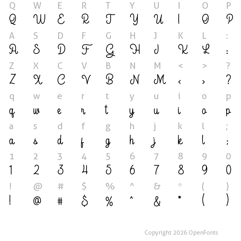 Character Map of Acapela Regular