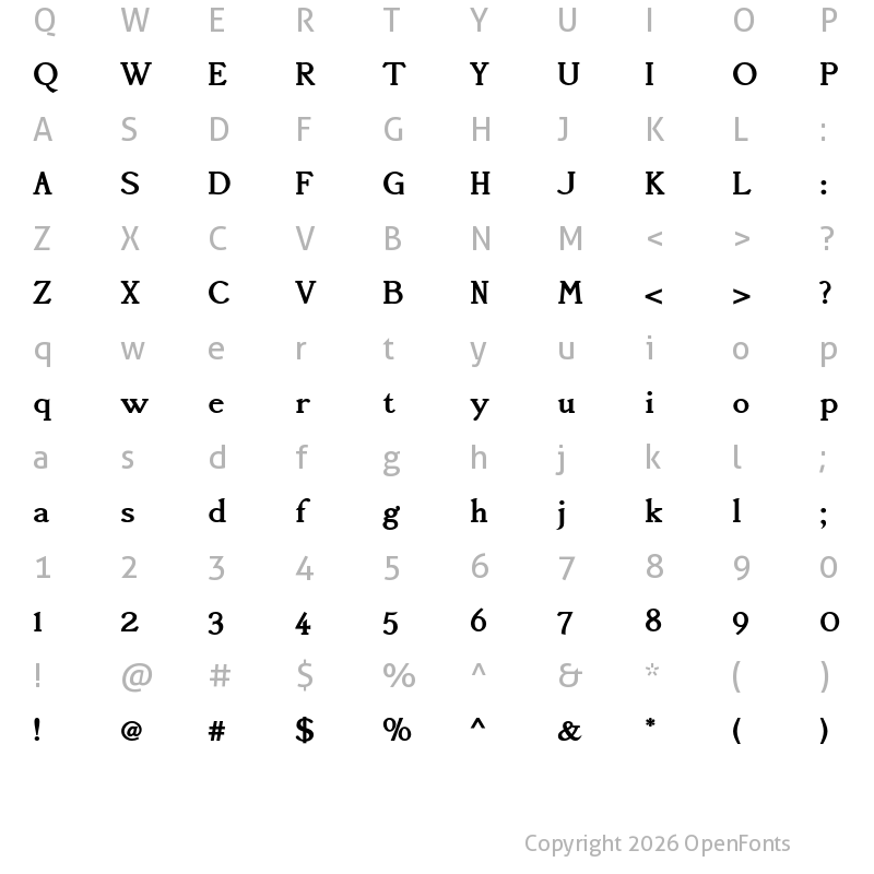 Character Map of Accanthis ADF Std Bold