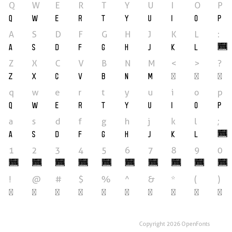 Character Map of Acmatic Thin Personal