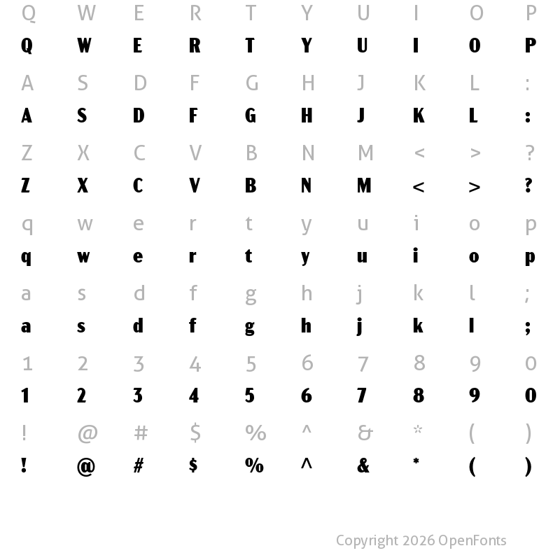 Character Map of Acme Gothic Condensed Black